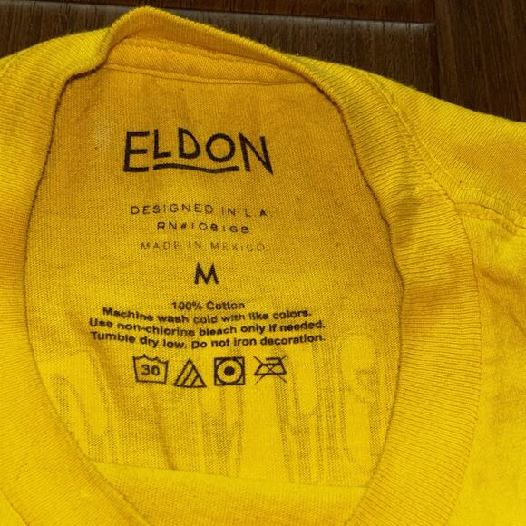 Eldon Don't Trip T Shirt Men Medium Yellow Mushrooms Psychedelic Festival Hippie - Picture 5 of 8